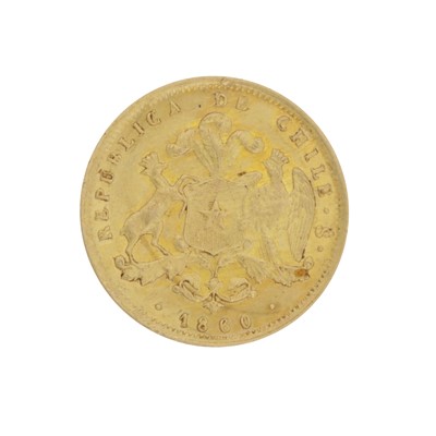 Lot 329 - A Republica de Chile gold 2 peso coin
