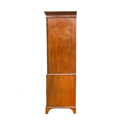Lot 26 - A Sheraton Revival inlaid mahogany and satinwood linen press, circa 1900