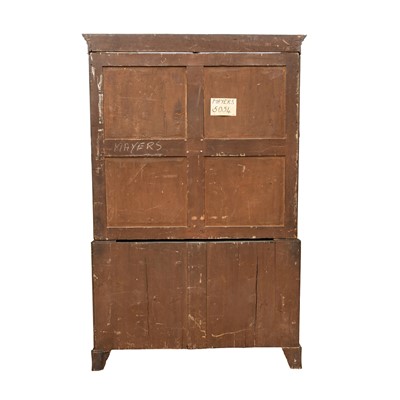 Lot 26 - A Sheraton Revival inlaid mahogany and satinwood linen press, circa 1900