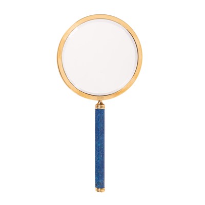 Lot 65 - Dunhill, gilt metal and lapis lazuli hand mirror