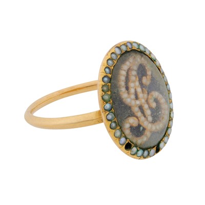 Lot 1 - An enamel and pearl ring
