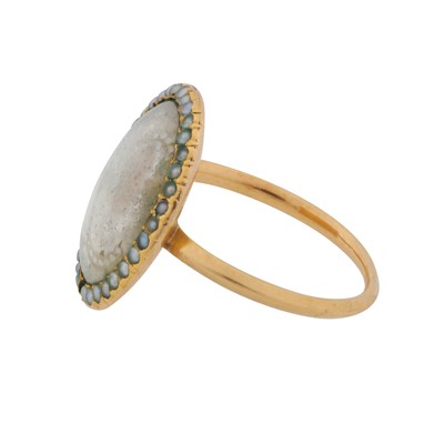 Lot 1 - An enamel and pearl ring