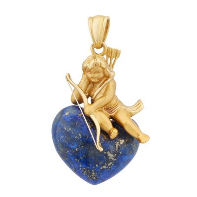 Lot 43 - A lapis lazuli angel pendant
