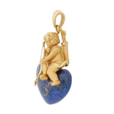 Lot 43 - A lapis lazuli angel pendant