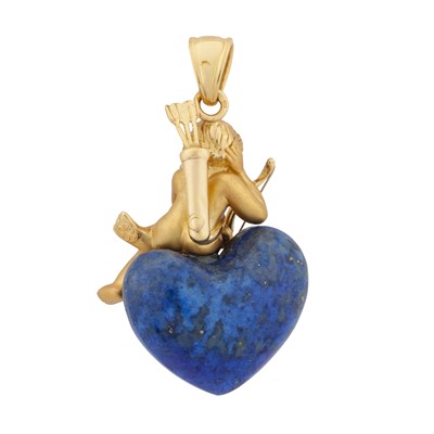 Lot 43 - A lapis lazuli angel pendant
