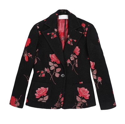 Lot 468 - Valentino Black Floral Textured Jacket - Size 48