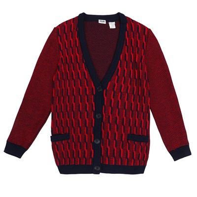Lot 320 - Celine Red Wool Cable Knit Cardigan - Size 42