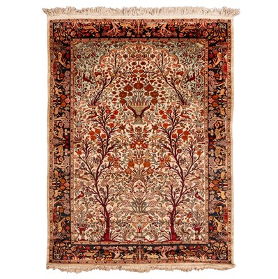 Lot 91 - A very fine silk Kashmir prayer rug, North India