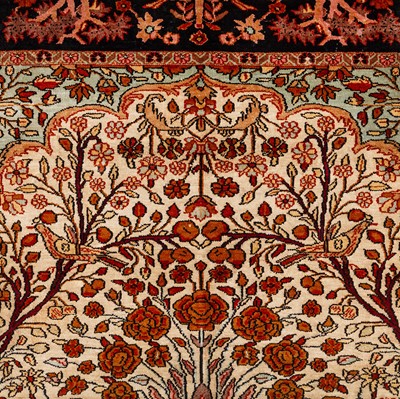 Lot 91 - A very fine silk Kashmir prayer rug, North India