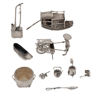 Lot 458 - A group of early 20th century Chinese export silver miniatures