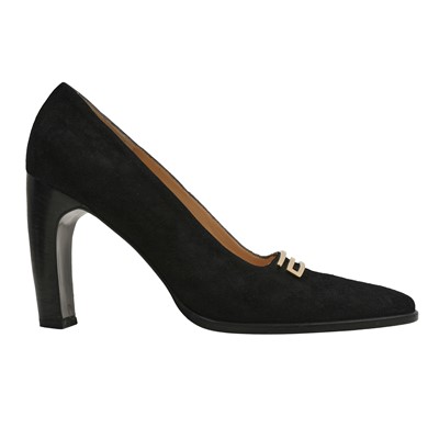 Lot 372 - Gucci Black Logo Banana Heel Pump - Size 39