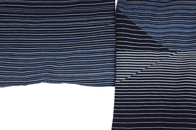 Lot 67 - A Japanese silk natural indigo Houmongi kimono by Akito Sato