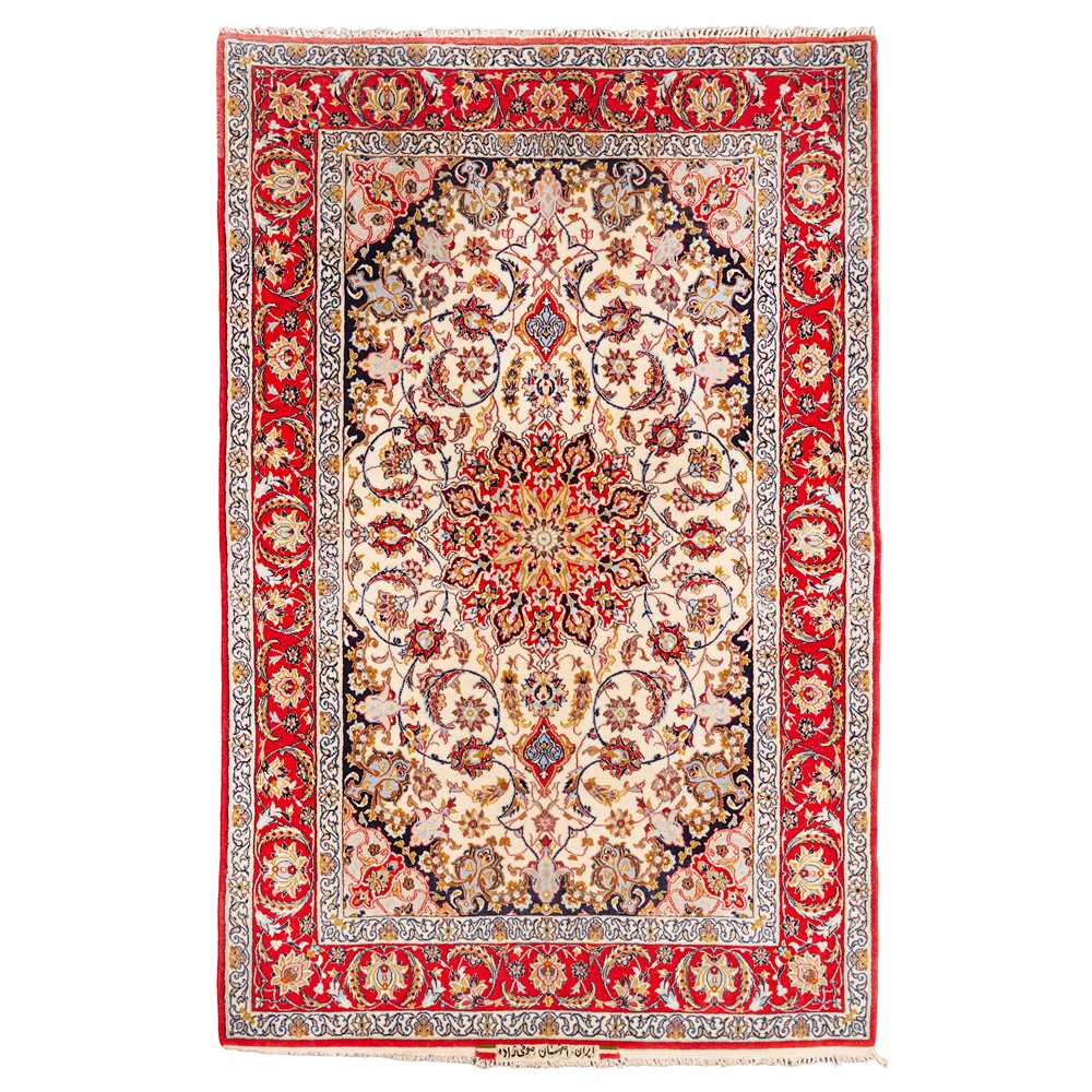 Lot 46 - An extremely fine, signed, part silk Isfahan rug, central Persia