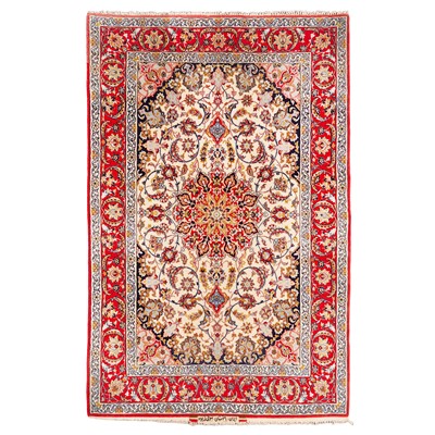 Lot 46 - An extremely fine, signed, part silk Isfahan rug, central Persia