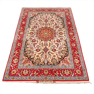 Lot 46 - An extremely fine, signed, part silk Isfahan rug, central Persia