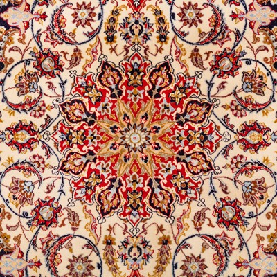 Lot 46 - An extremely fine, signed, part silk Isfahan rug, central Persia
