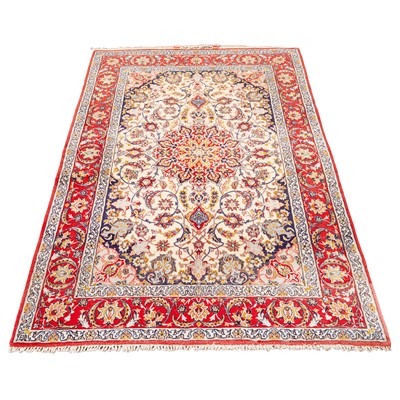 Lot 46 - An extremely fine, signed, part silk Isfahan rug, central Persia