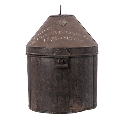 Lot 346 - A Gieves and Hawkes toleware hat box for The Honourable John Pleydell-Bouverie (1846-1925)