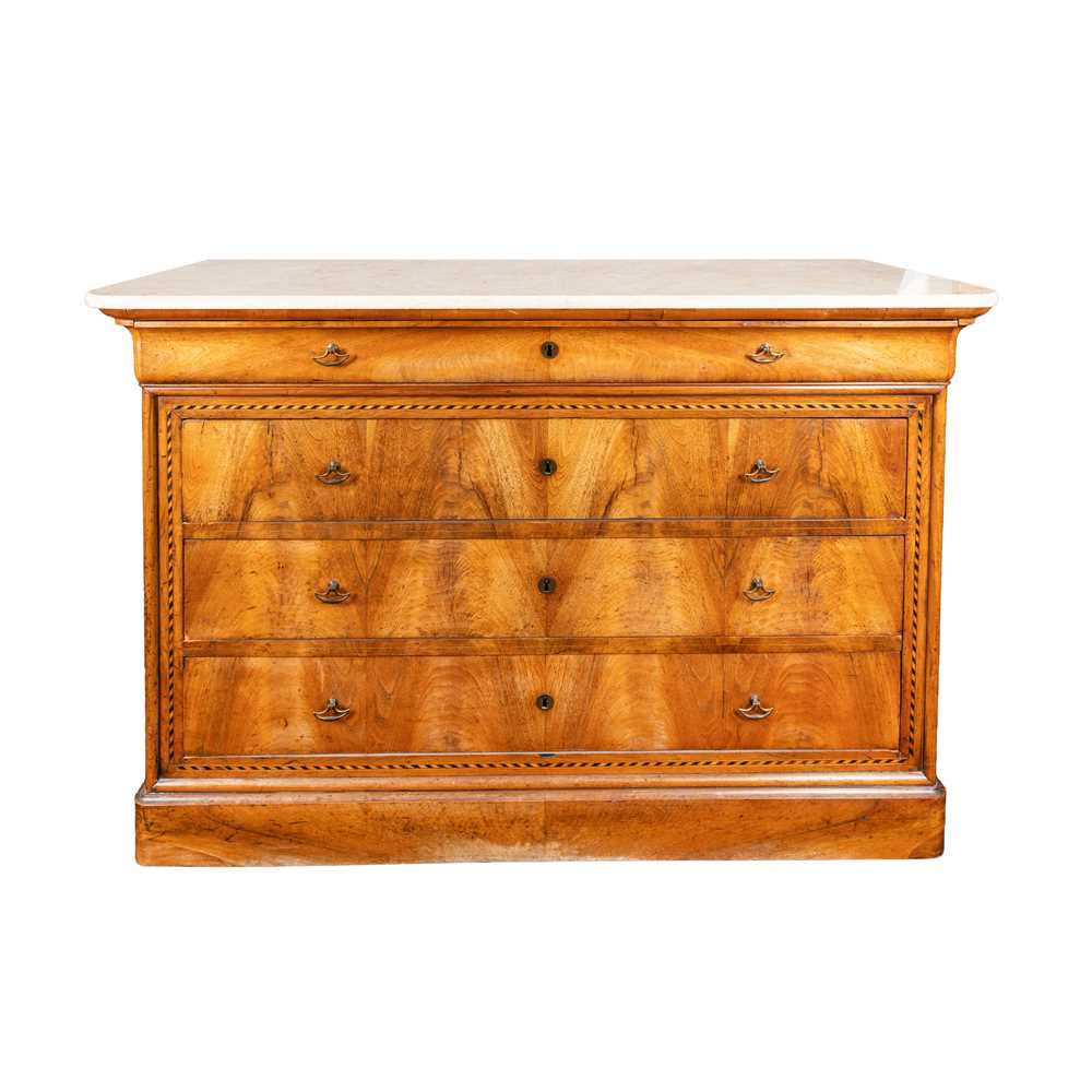 Lot 19 - Louis Philippe marble topped walnut commode circa 1850