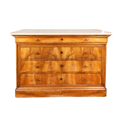 Lot 19 - Louis Philippe marble topped walnut commode circa 1850