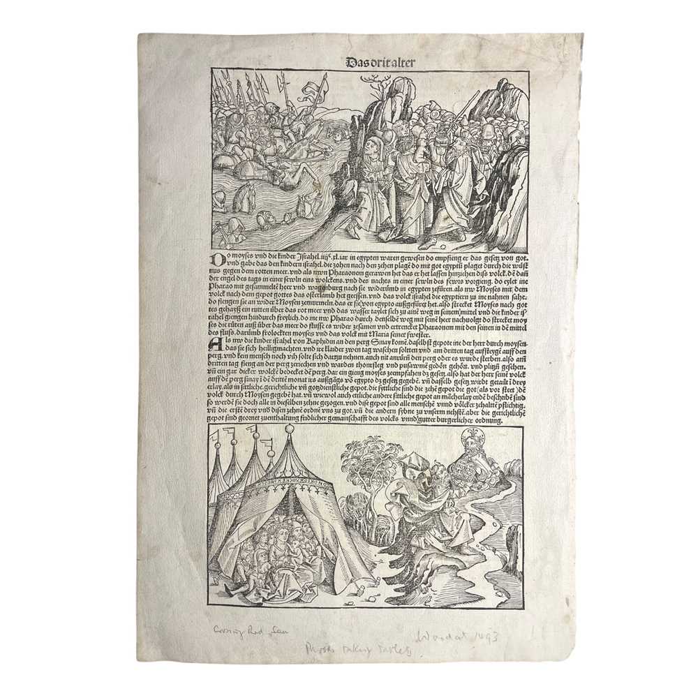 Lot 23 - Judaica: Schedel (Hartmann) Leaf from the Nuremberg Chronicle, Moses