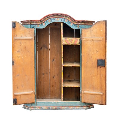 Lot 25 - Folk Art - An Alpine painted pine wardrobe, circa 1837