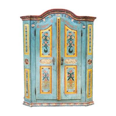 Lot 25 - Folk Art - An Alpine painted pine wardrobe, circa 1837