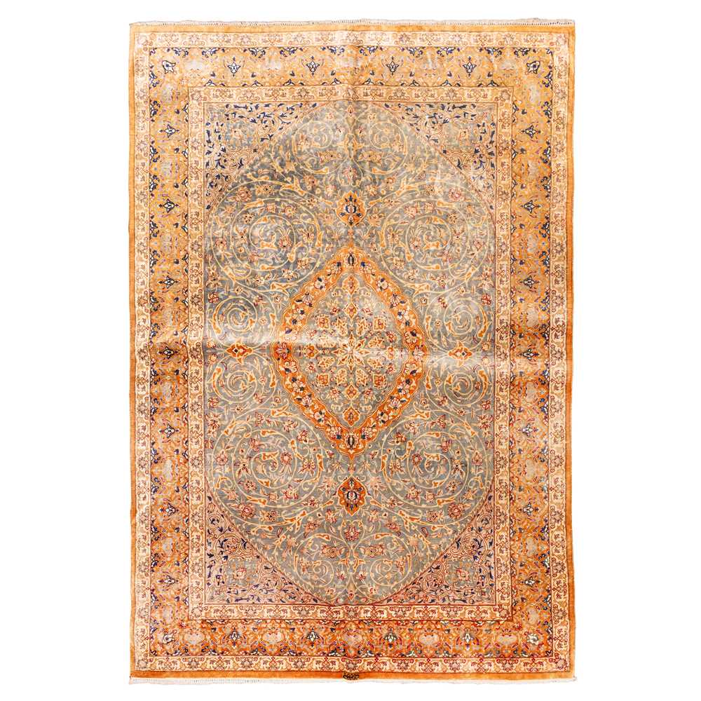 Lot 89 - An extremely fine and signed silk Qum rug, central Persia