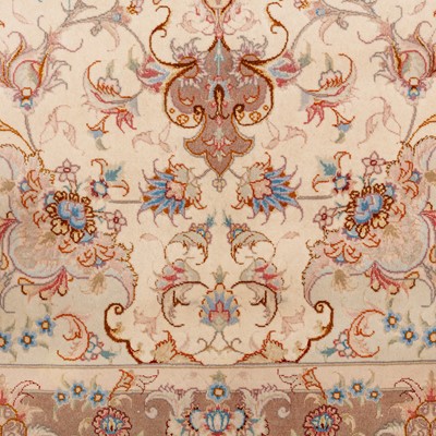 Lot 3 - A very fine part silk, signed Tabriz rug, north-west Persia