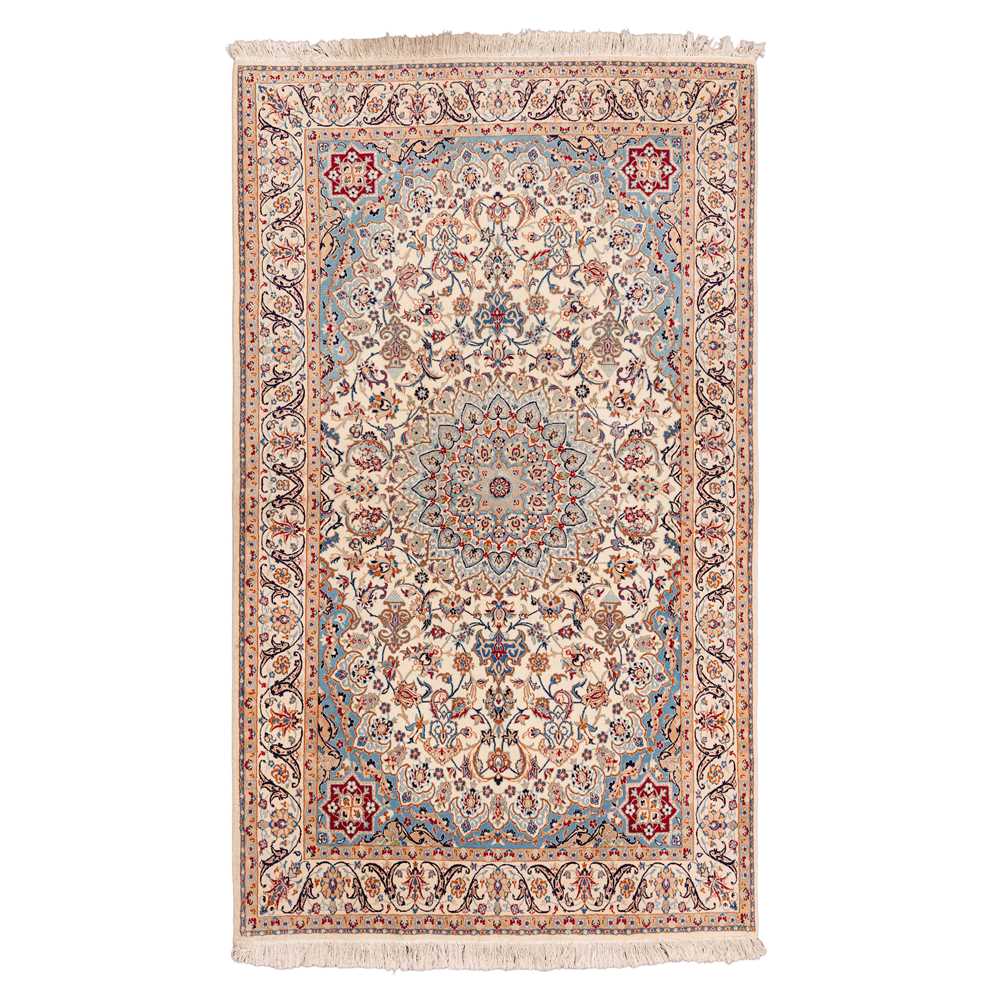 Lot 26 - An extremely fine part silk Nain rug, central Persia