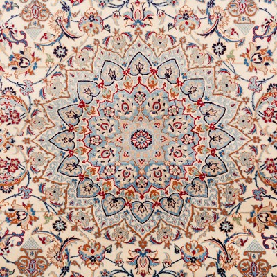 Lot 26 - An extremely fine part silk Nain rug, central Persia