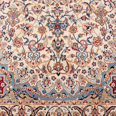 Lot 26 - An extremely fine part silk Nain rug, central Persia