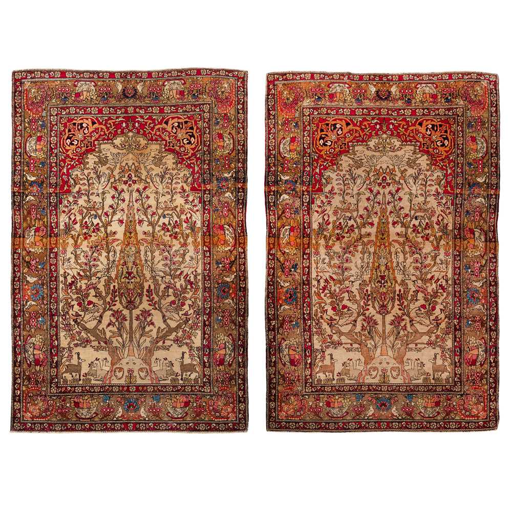 Lot 96 - A pair of fine antique Isfahan prayer rugs, central Persia