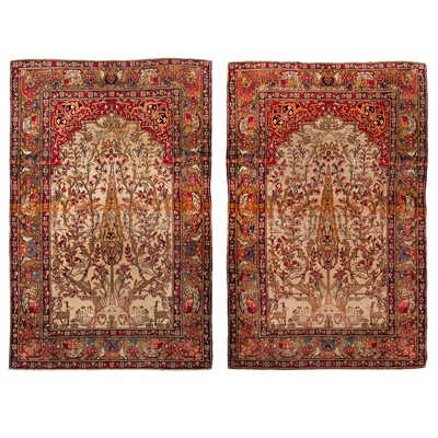 Lot 96 - A pair of fine antique Isfahan prayer rugs, central Persia