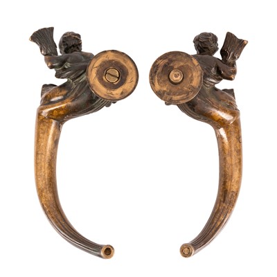 Lot 95 - A pair of bronze door handles, early 20th century