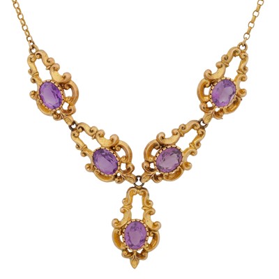 Lot 283 - An amethyst fringe choker necklace