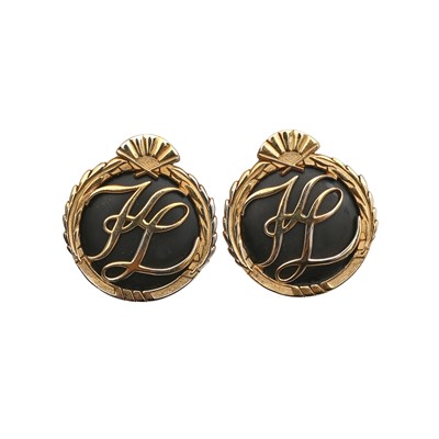 Lot 411 - Karl Lagerfeld Black Monogram Statement Clip On Earrings