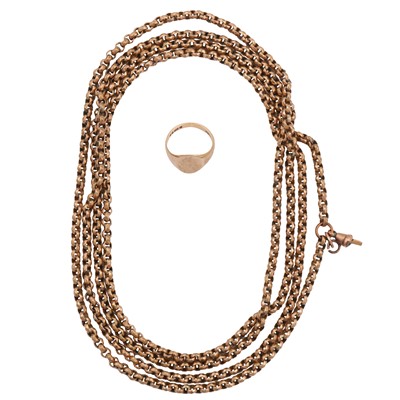 Lot 131 - A signet ring together with a chain
