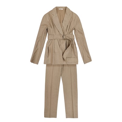 Lot 316 - Celine Beige Linen Safari Trouser Suit - Size 38