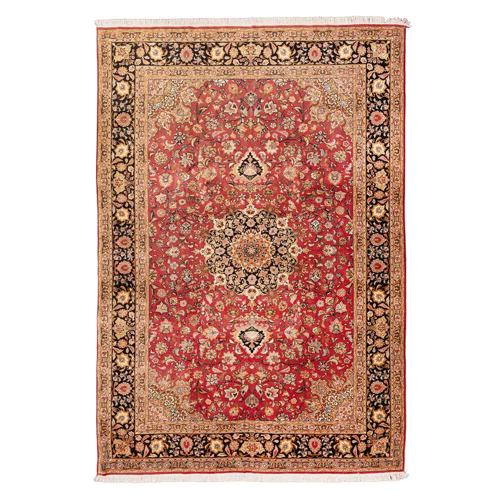 Lot 16 - A fine part silk Tabriz carpet, north-west Persia