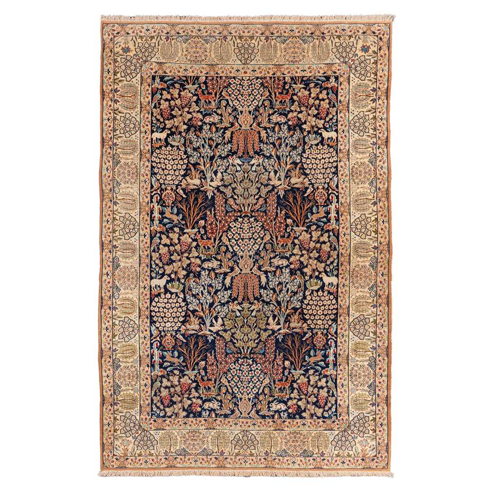 Lot 66 - A fine part silk Nain carpet, central Persia