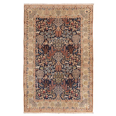 Lot 66 - A fine part silk Nain carpet, central Persia