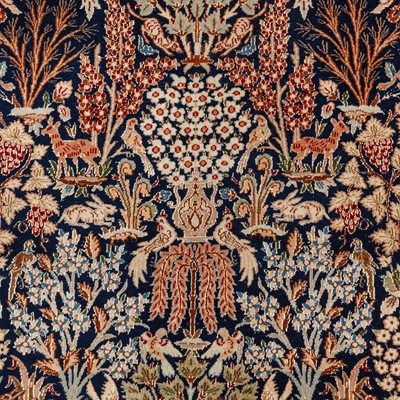 Lot 66 - A fine part silk Nain carpet, central Persia