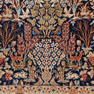 Lot 66 - A fine part silk Nain carpet, central Persia