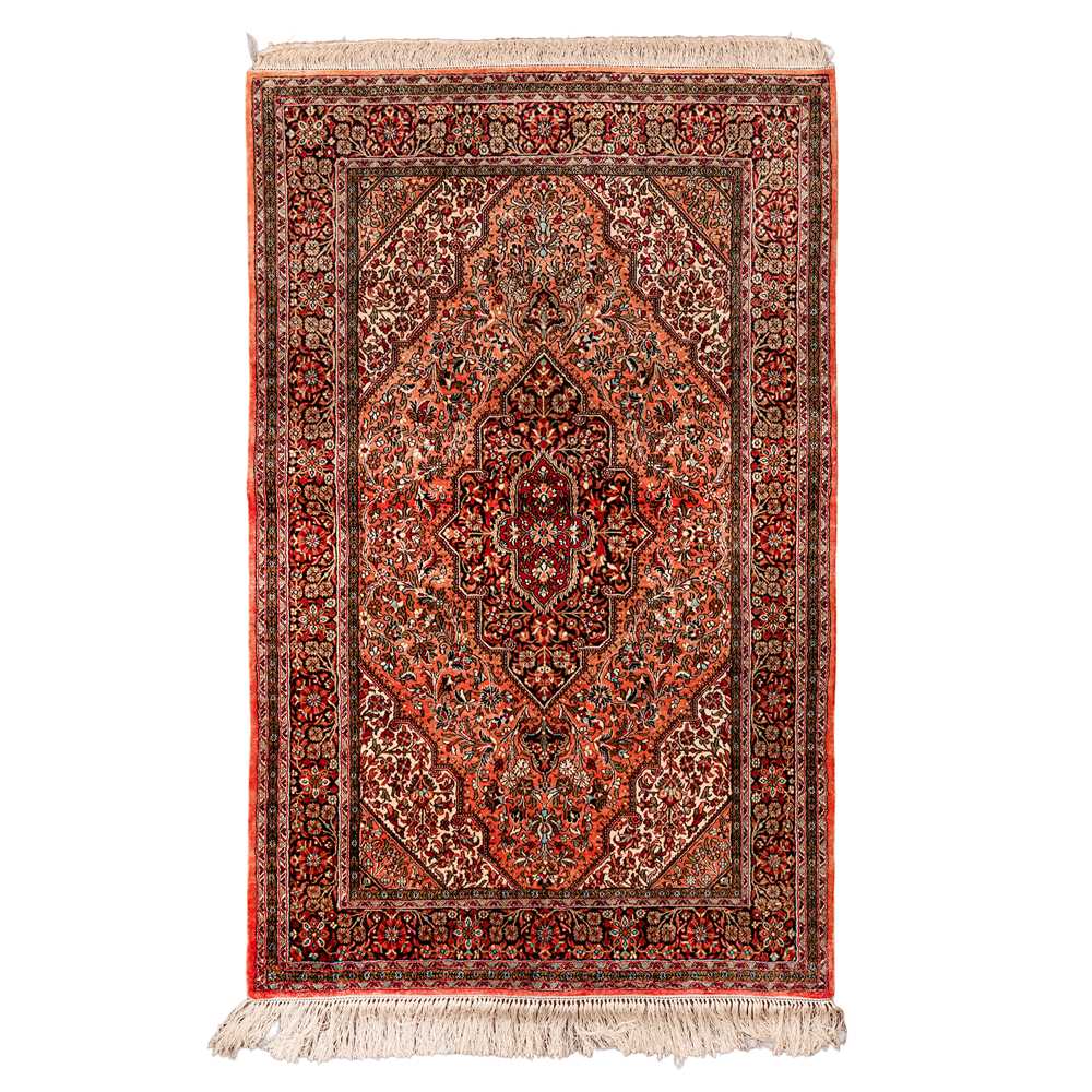 Lot 17 - An extremely fine silk Qum rug, central Persia