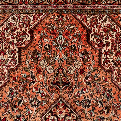 Lot 17 - An extremely fine silk Qum rug, central Persia