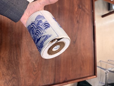 Lot 3 - A Chinese blue and white brush pot, bitong, Qing dynasty, Kangxi period
