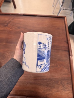 Lot 3 - A Chinese blue and white brush pot, bitong, Qing dynasty, Kangxi period