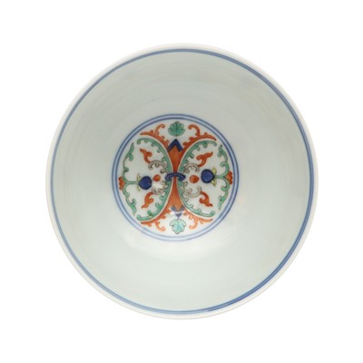Lot 55 - A Chinese doucai 'honeysuckle' bowl, Qing dynasty, Daoguang mark and of the period
