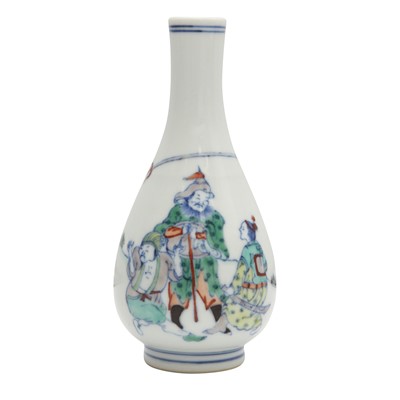 Lot 365 - A small Chinese doucai 'figural' vase, Qing dynasty, Yongzheng mark